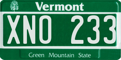 VT license plate XNO233