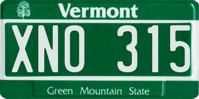 VT license plate XNO315