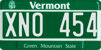 VT license plate XNO454