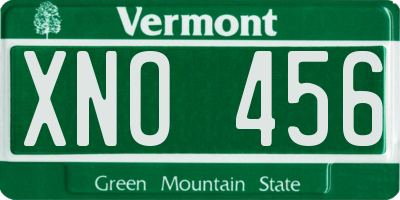 VT license plate XNO456