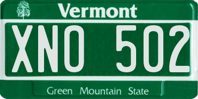 VT license plate XNO502