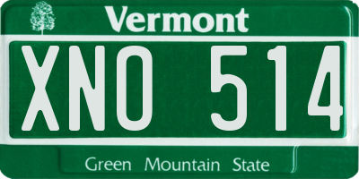 VT license plate XNO514