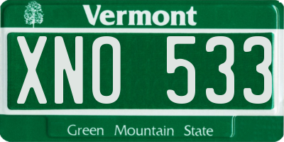 VT license plate XNO533