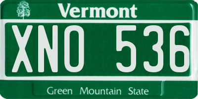 VT license plate XNO536