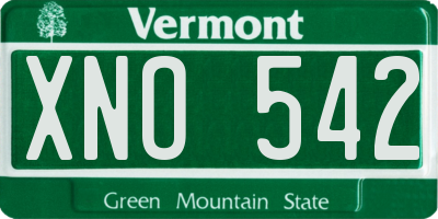 VT license plate XNO542