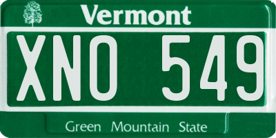 VT license plate XNO549
