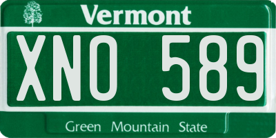 VT license plate XNO589