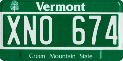 VT license plate XNO674