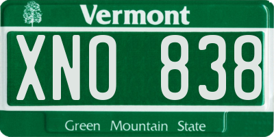 VT license plate XNO838