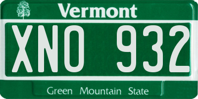 VT license plate XNO932