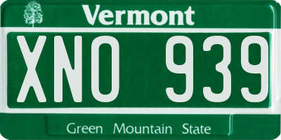 VT license plate XNO939