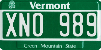VT license plate XNO989
