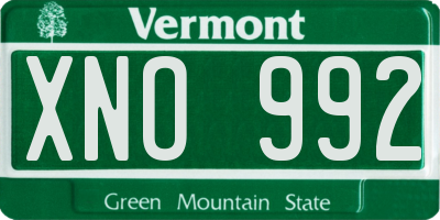 VT license plate XNO992