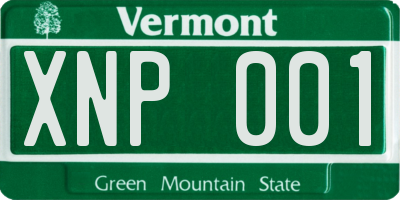 VT license plate XNP001