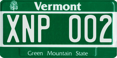 VT license plate XNP002