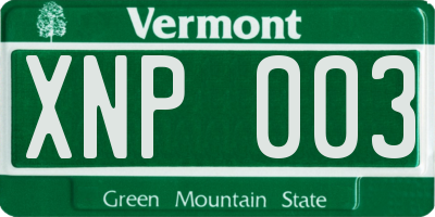 VT license plate XNP003