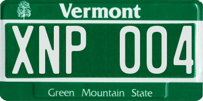 VT license plate XNP004