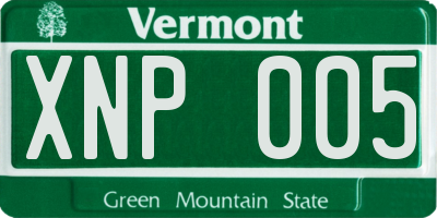 VT license plate XNP005