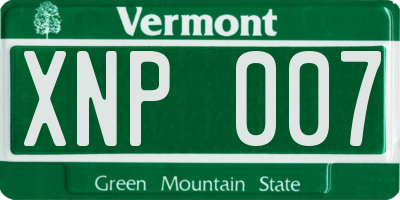 VT license plate XNP007