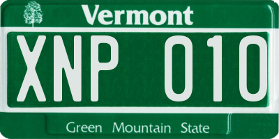 VT license plate XNP010