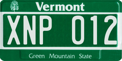 VT license plate XNP012