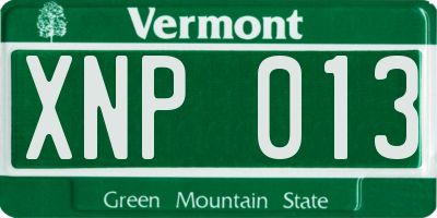 VT license plate XNP013