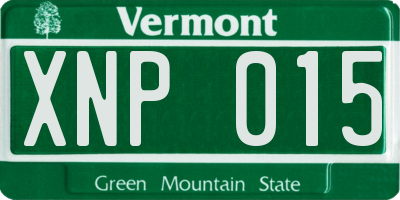 VT license plate XNP015