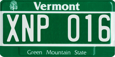 VT license plate XNP016