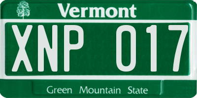 VT license plate XNP017