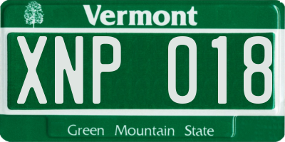 VT license plate XNP018