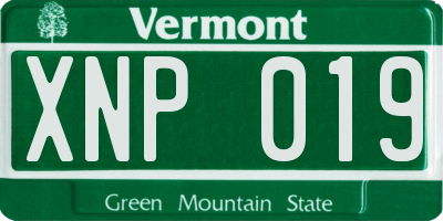 VT license plate XNP019