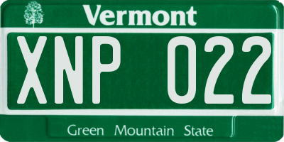 VT license plate XNP022