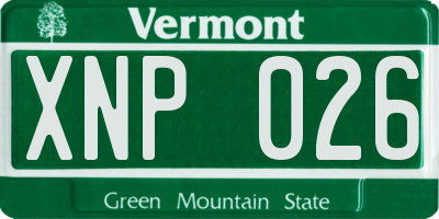 VT license plate XNP026