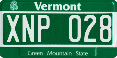 VT license plate XNP028