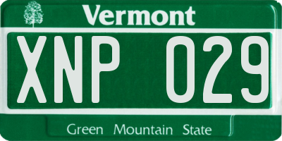 VT license plate XNP029