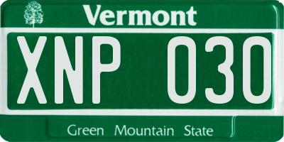 VT license plate XNP030