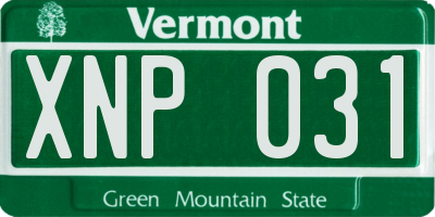 VT license plate XNP031