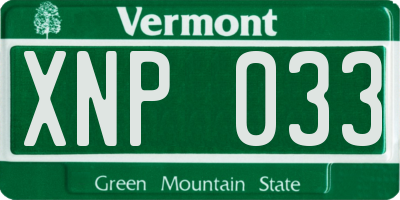 VT license plate XNP033