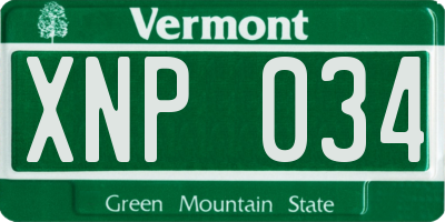 VT license plate XNP034