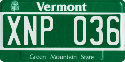VT license plate XNP036