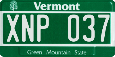 VT license plate XNP037