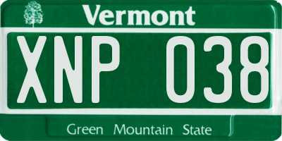 VT license plate XNP038