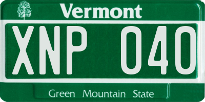 VT license plate XNP040