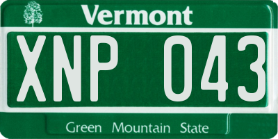 VT license plate XNP043