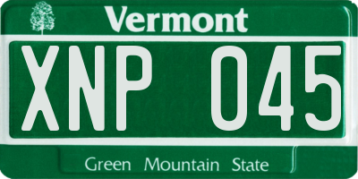 VT license plate XNP045