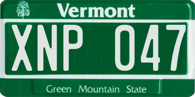VT license plate XNP047