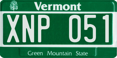 VT license plate XNP051