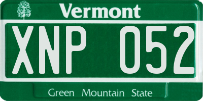 VT license plate XNP052