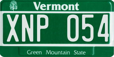 VT license plate XNP054
