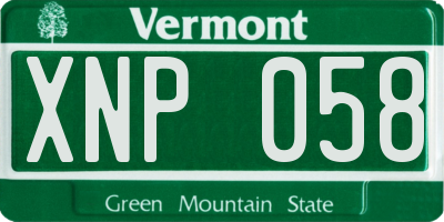 VT license plate XNP058